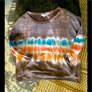 Cotton pullover sweatshirt. Browns..coral.blue. Western look.